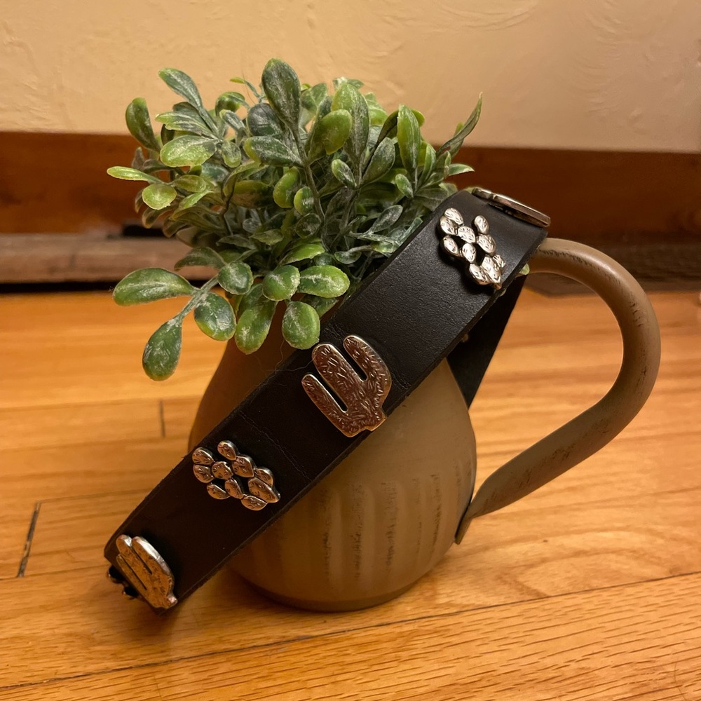 Leather Black Cactus Southwestern Vintage Belt